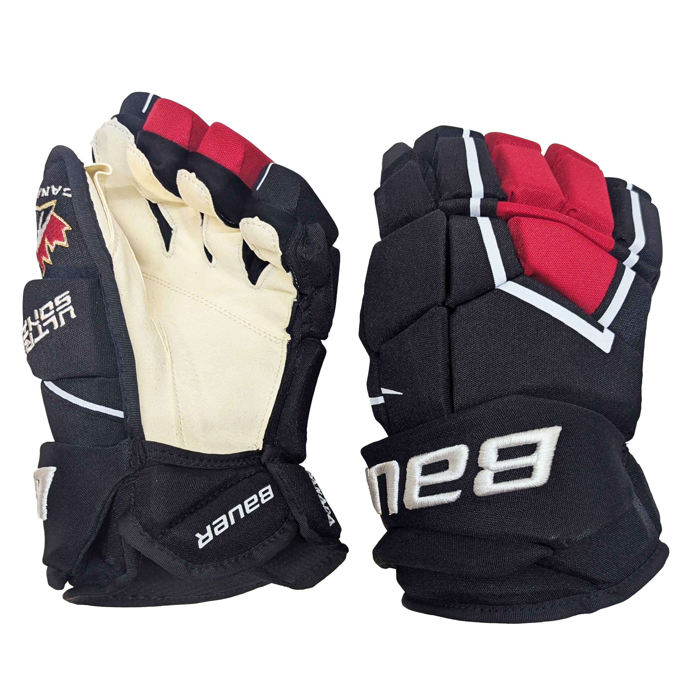 Bauer Supreme Ultrasonic - Team Canada Pro Stock Hockey Gloves (Black/White/Red)